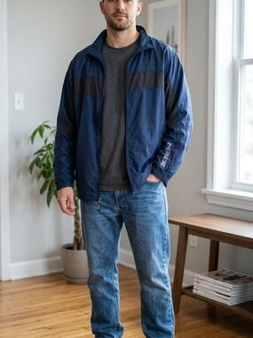 Nike Men's Navy and Black Windbreaker Jacket